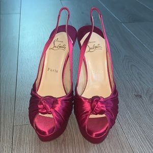 Fuchsia Satin Christian Louboutin slingback heels